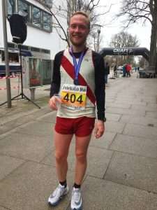 Runner after crossing the finish line