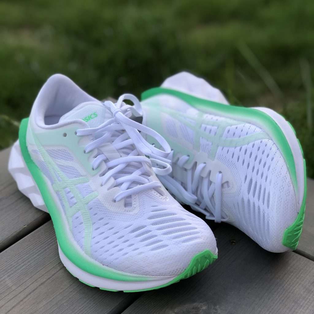 Asics Novablast Womens White and Mint Green