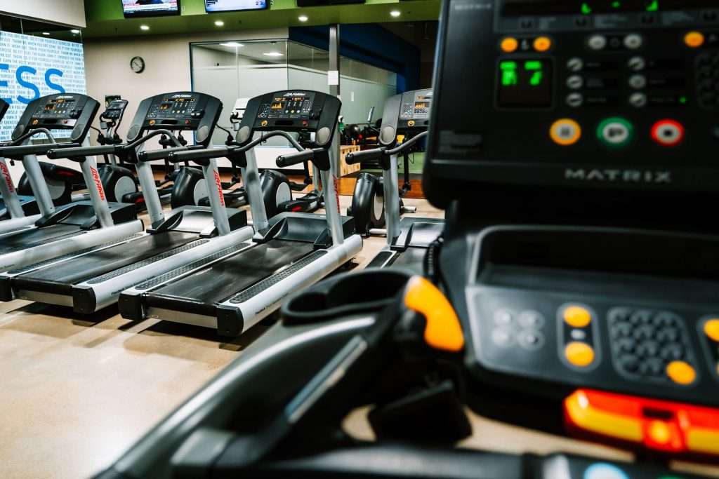 A row of treadmills