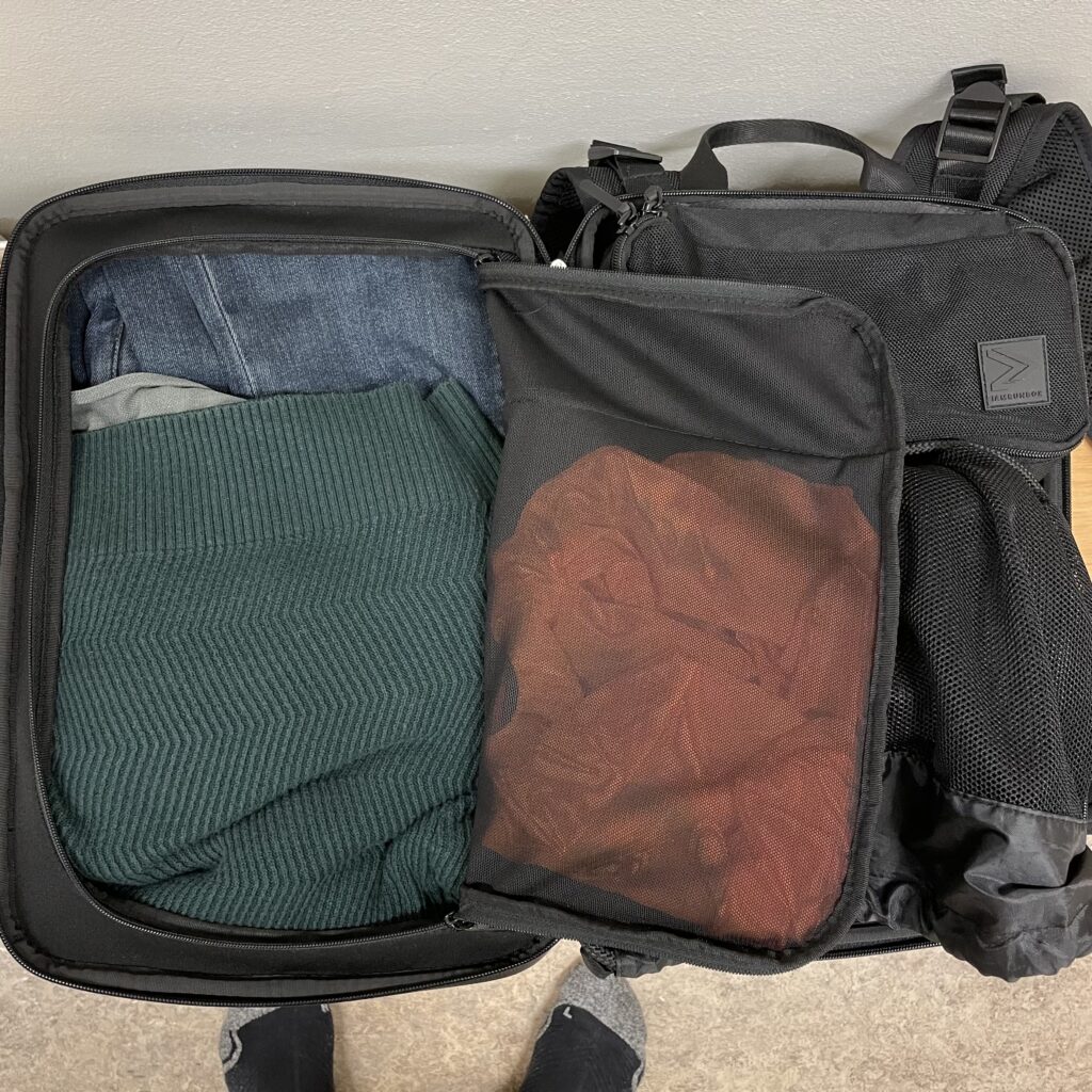 The compartment where I pack my regular clothes