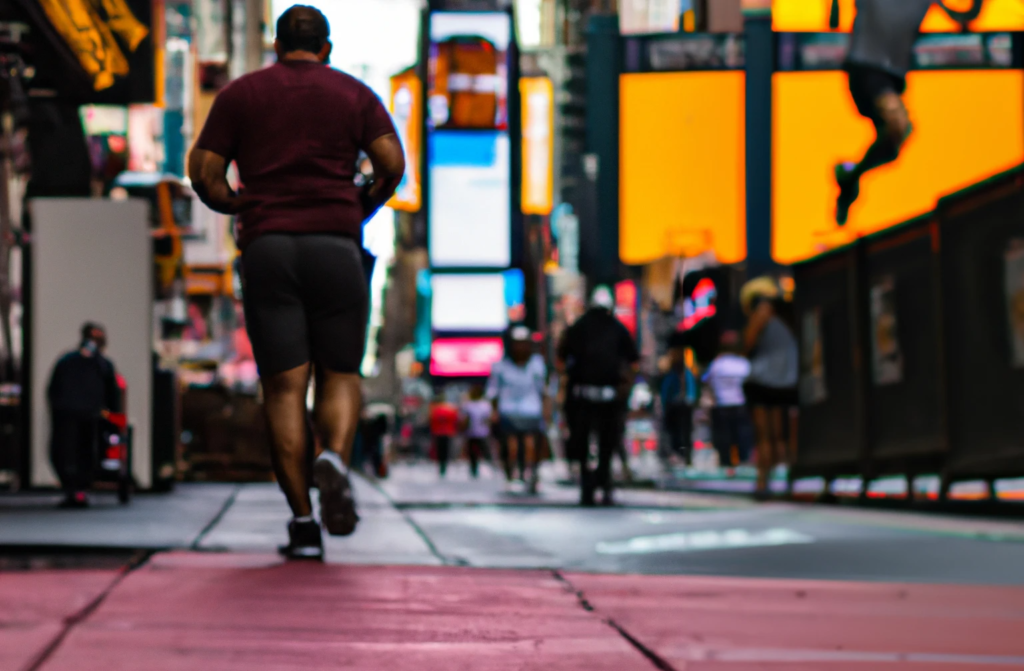 Illustration image of a runner in Times Square