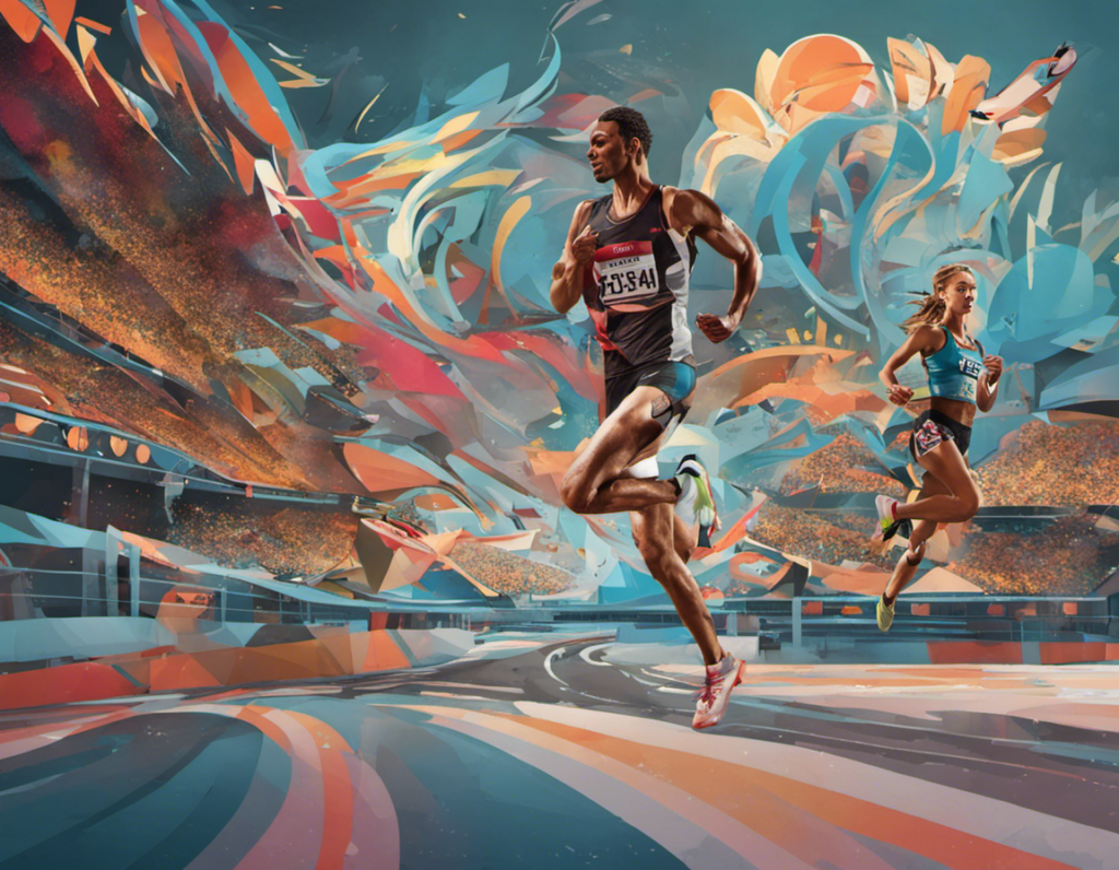 Entertainment category picture, artistic rendering of runners in a stadium