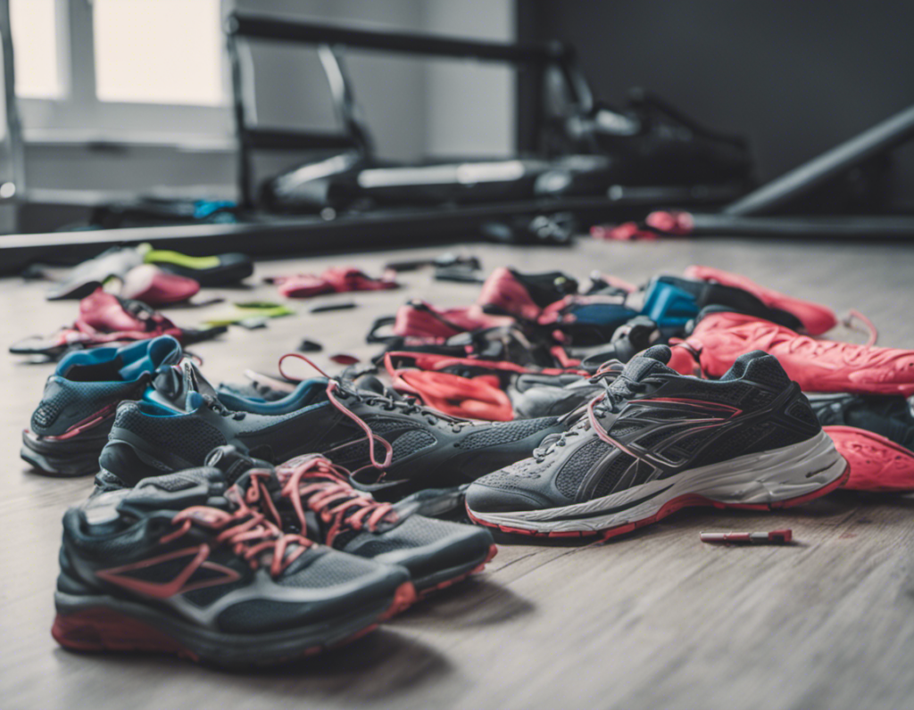 Shoes and gear category image, a heap of running shoes on the floor